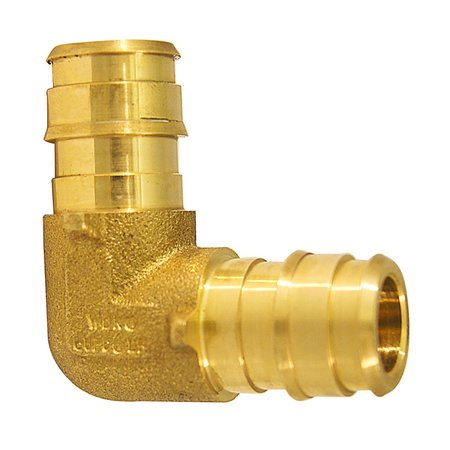 APOLLO PEX-A 1/2 in. Barb X 1/2 in. D Barb Brass 90 Degree Elbow EPXE1212